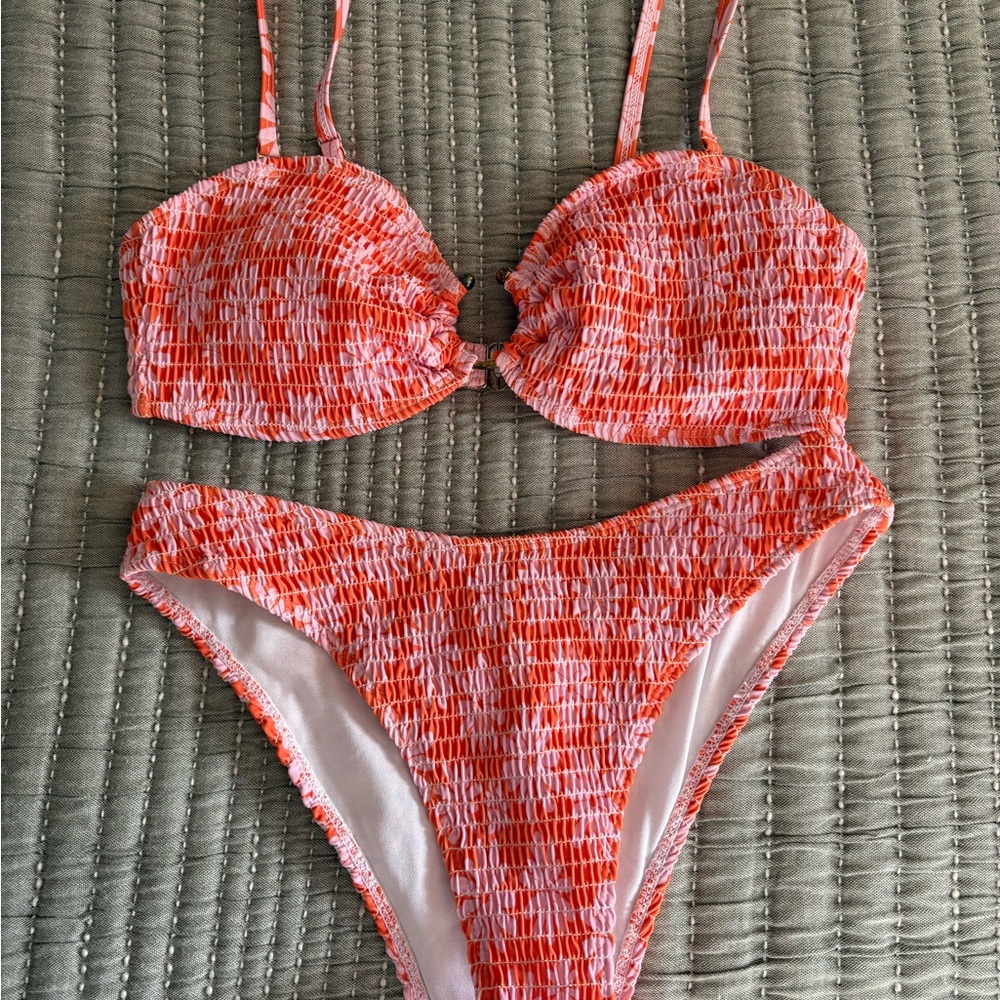 Orange and Pink Floral Bikini Set